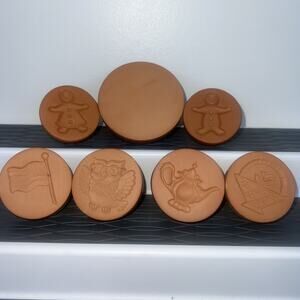 Vintage Rycraft Cookie Stamps Lot Of 7 Owl American Flag Teapot & Gingerbread